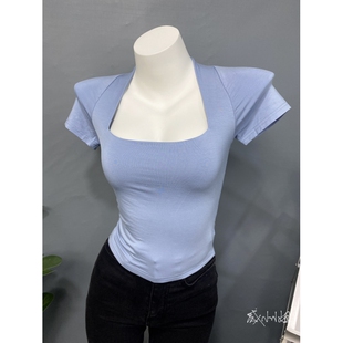 超好穿！韩国INS复古法式洋气性感一字领短袖T恤显身材打底衫2021