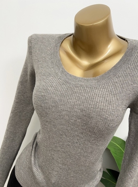 hao穿到哭！品质版型好 性感U领显身材针织衫韩国INS秋冬内搭打底