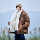 加倍保暖1300克毛绒内里油画渐变棉衣金属标HG11P138控198，男装棉衣，电商A031