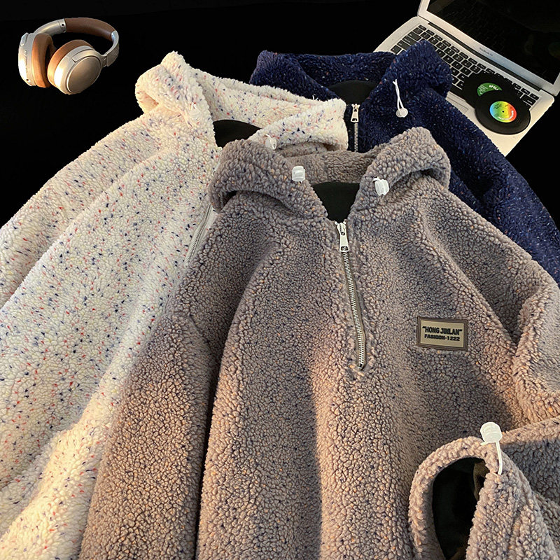 加绒内里满天星羊羔绒24冬装新款连帽卫衣款棉衣MY03P88控128，男装棉衣，电商A031