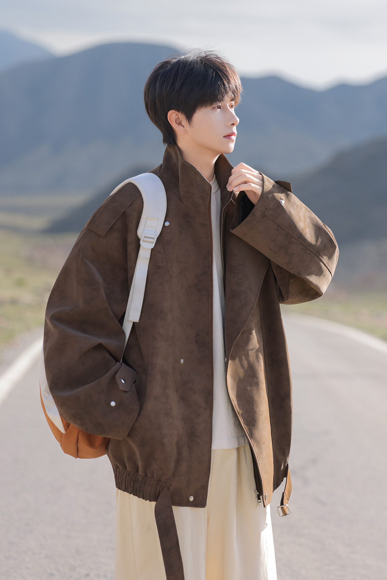 2026春装新款大码肩章宽松皮衣夹克外套JK131P98控158,男装夹克,电商A031