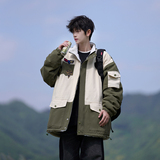 双面穿25冬装新款工装风羊羔毛宽松大码拼接棉衣MY06P108控148，男装棉衣，电商A031