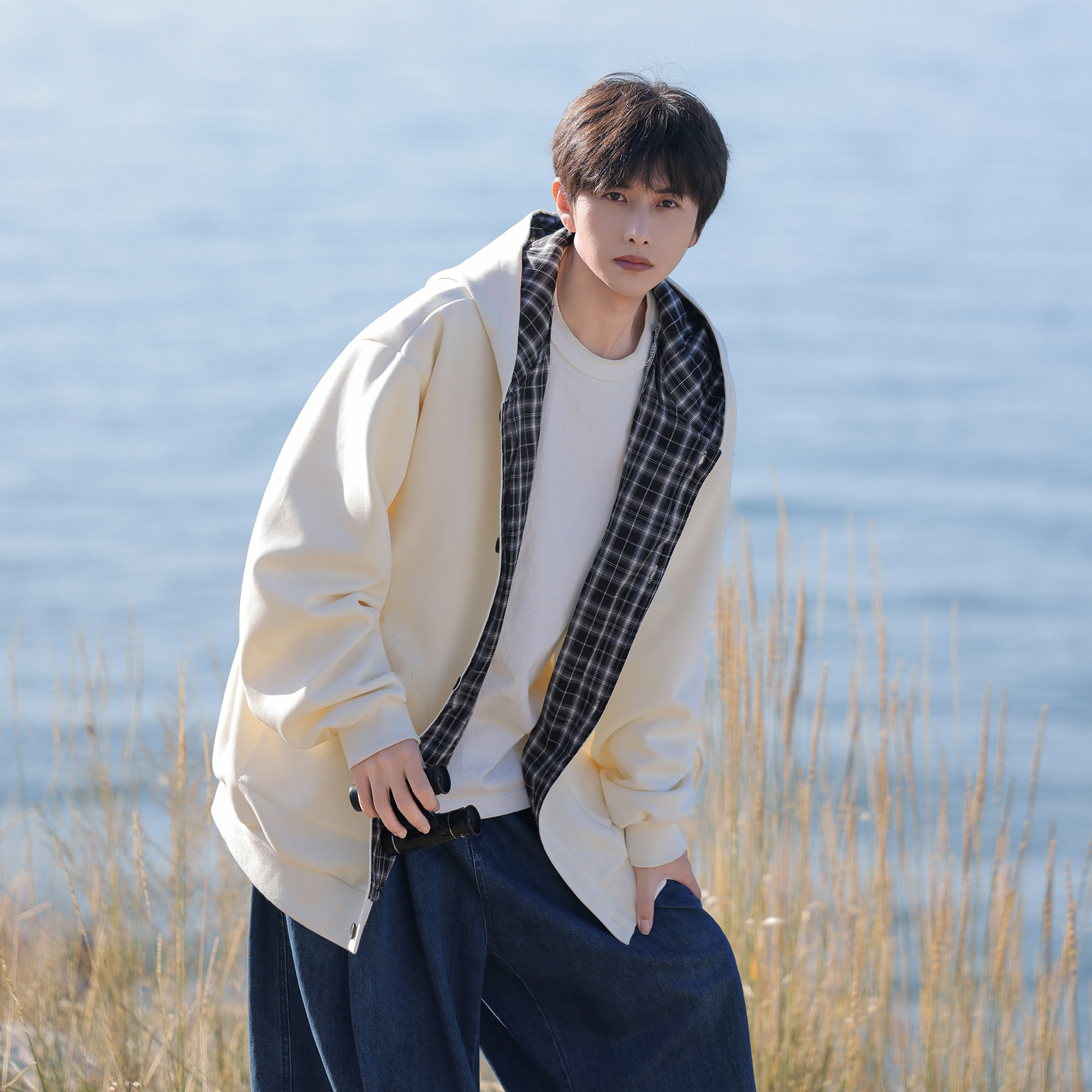 格拼卫衣26春装设计款开衫连帽大码美式卫衣外套JK119P68控98，女装短外套，电商A031