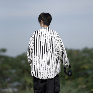 外景 花衬衫2026春装新款宽松大码港风男士长袖衬衫CS02 P48控68图片