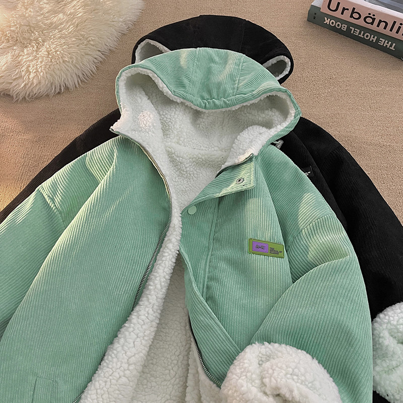 24冬装新款内里羊羔毛宽松大码连帽男女款棉衣MY03P108控158,男装棉衣,电商A031