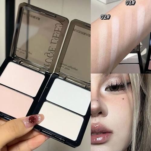 双色一体高光腮红修容盘立体哑光提亮面部低饱和膨胀色自然高光女