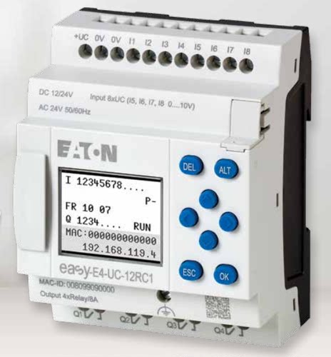 EATON伊顿easyE4CPU,8DI(4AI)4DO,模块EASY-E4-DC-12TCX1