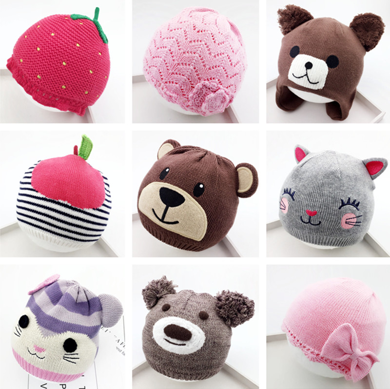 秋冬全棉韩国版女童保暖毛线帽