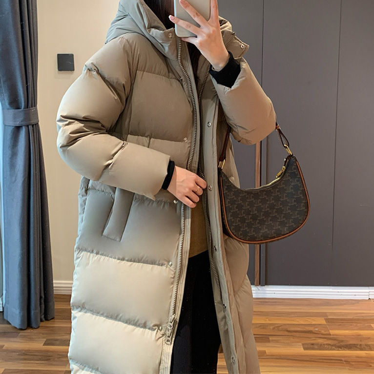 三防高端95白鹅绒羽绒服女装中长款冬季女款小众鹅绒服面包服