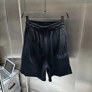 做旧锁色处理 手工刮烂 宽松版 型夏季 高克重 短裤 定制毛线圈面料