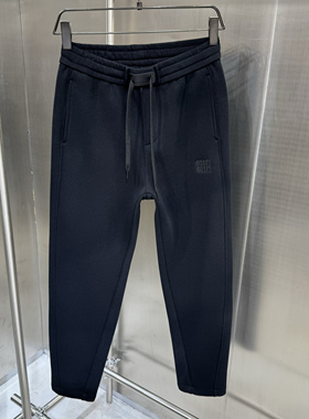 24秋冬新款男士温州欧版宽松直筒潮流刺绣条纹黑色长运动休闲裤