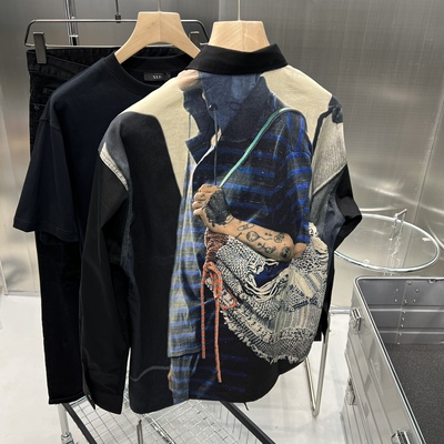 3d直喷印花翻领潮牌衬衫男