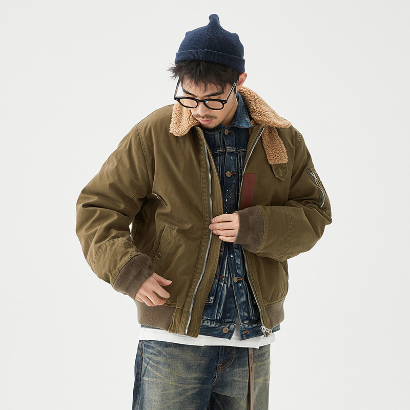 cyclic vintage古着b15空军飞行夹克男羊羔毛日系工装外套复古冬