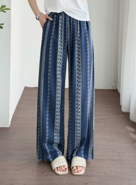 夏季簿款绵绸长裤人造棉直筒裤