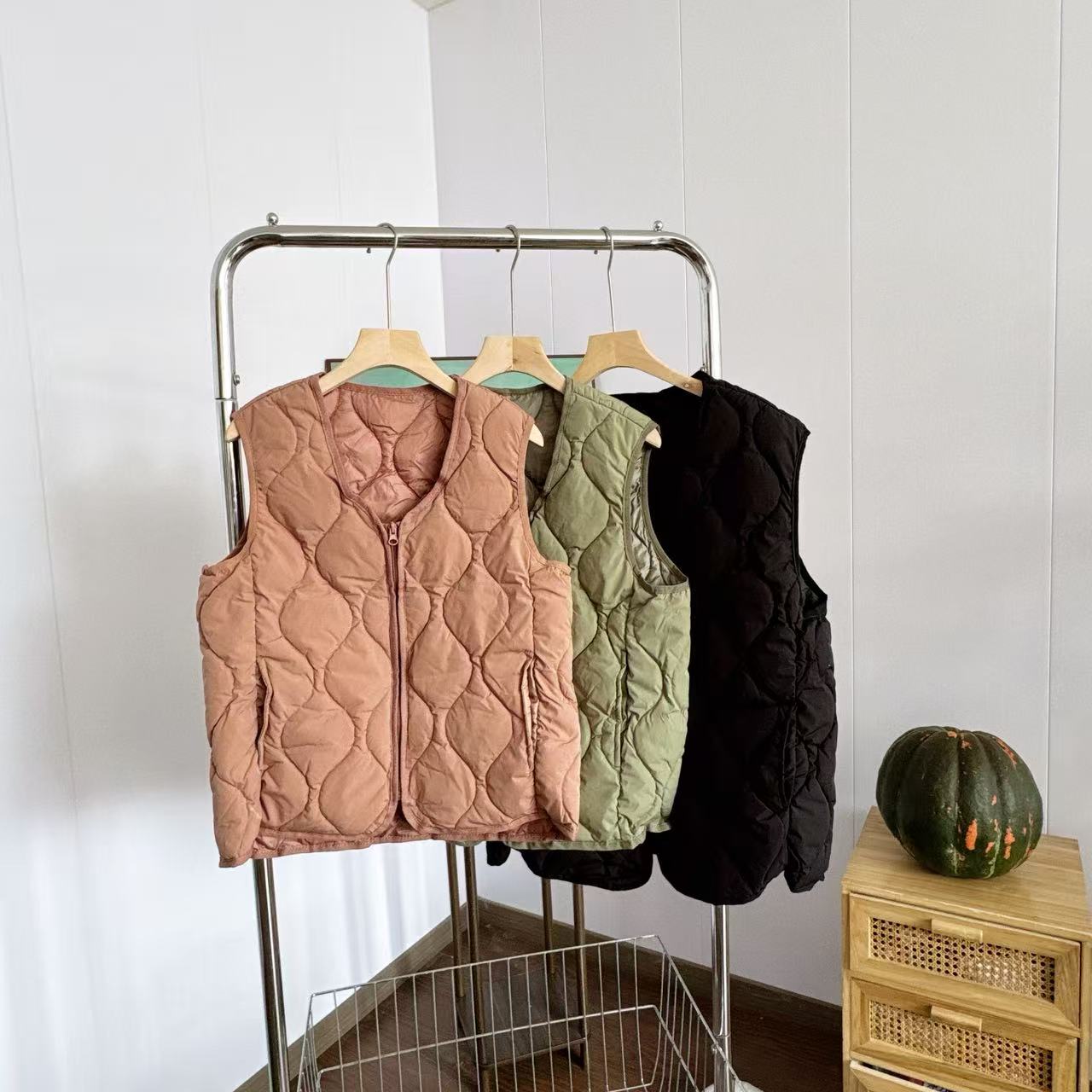 秋冬款休闲韩系无领坎肩男女同款保暖棉马甲