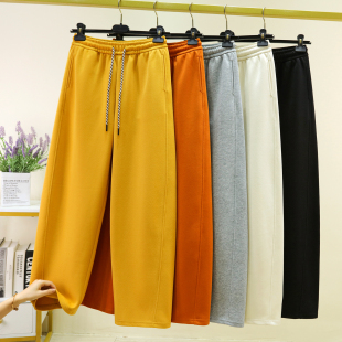 女士垂感休闲显瘦宽松高腰运动香蕉裤 新款 春季 侧拼接立体弯刀卫裤