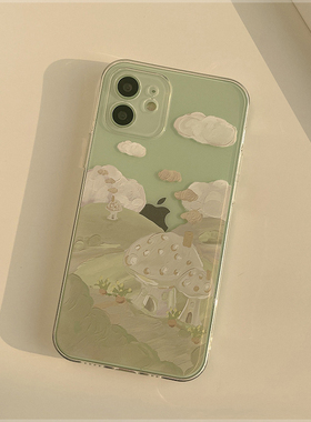 【苹果/安卓200多个型号】温柔小绿山丘13Pro max适用XS苹果14手机壳荣耀VIVO华为OPPO小米15proMax