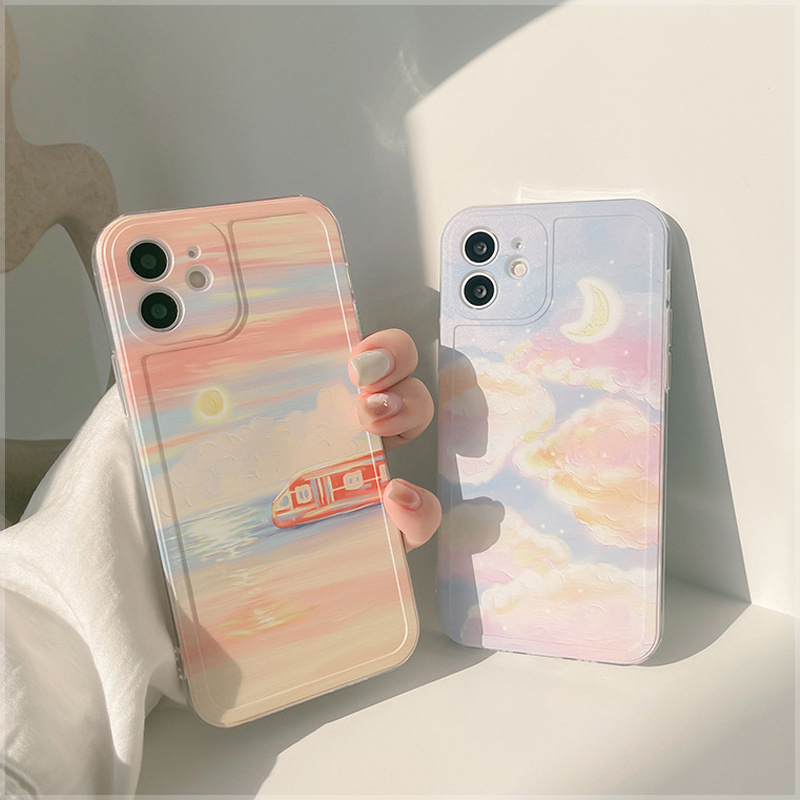 ins风景油画保护套手机壳苹果tpu