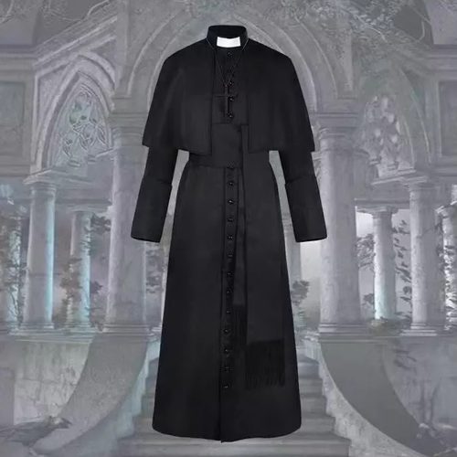 万圣节cos复古纯色牧师服修女服