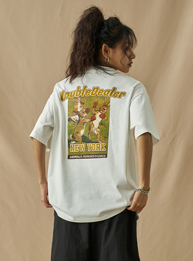 DoubleDealer美式原创正肩短袖t恤女夏季新款国潮牌小众别致上衣