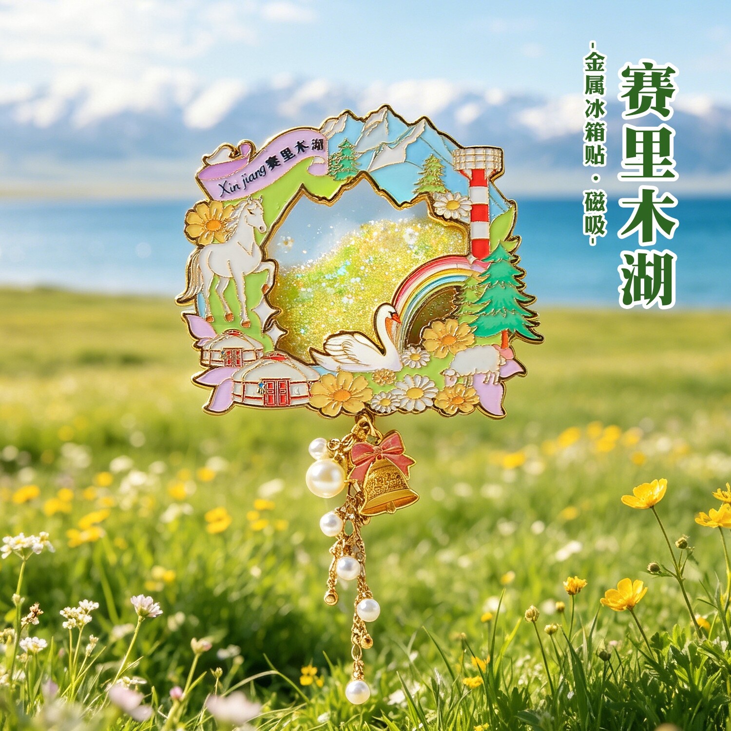 新疆赛里木湖金属冰箱贴城市阿勒泰旅游文创意纪念品吐鲁番磁吸贴