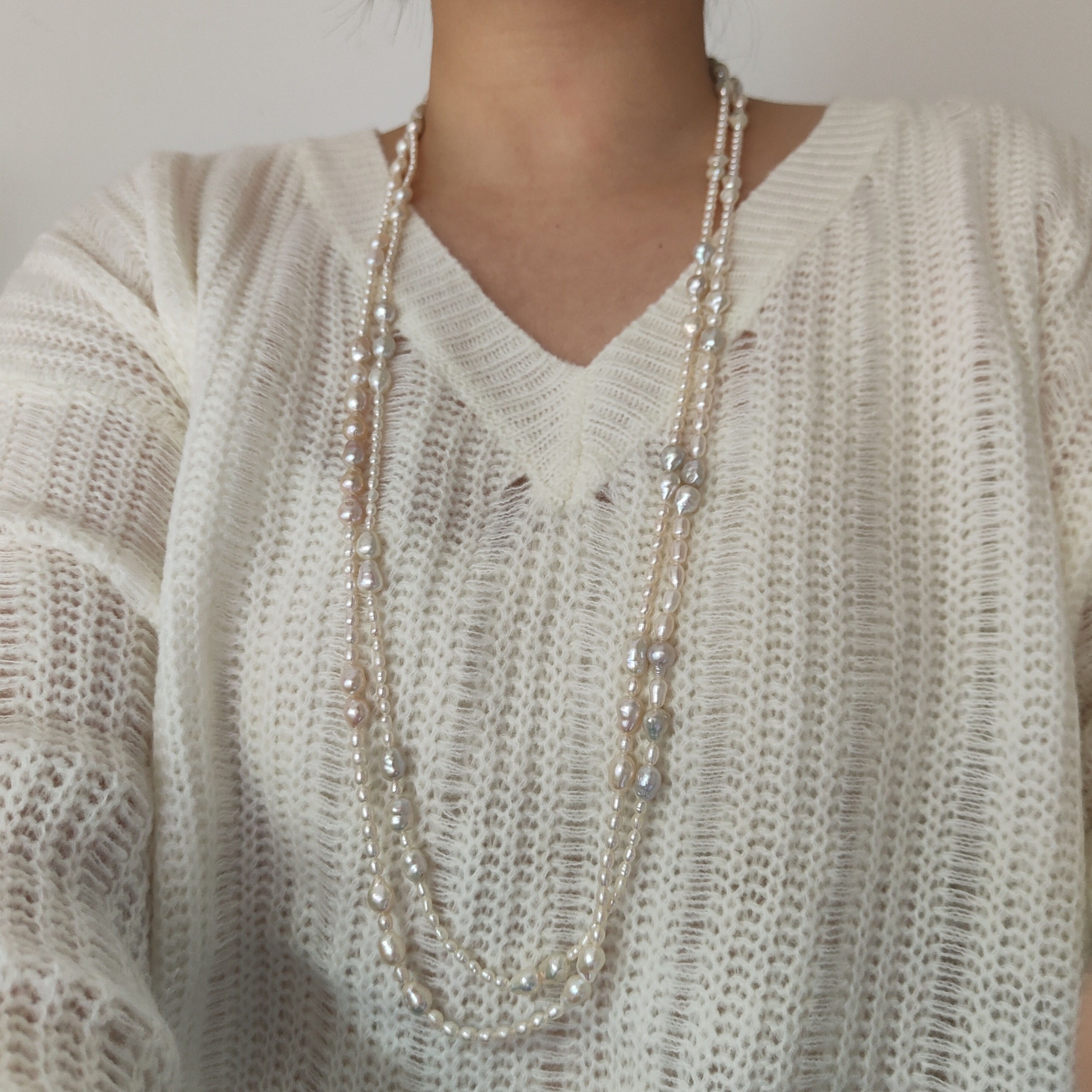 复古宫廷轻奢优雅多层天然珍珠超长款项链毛衣链多种戴法180cm