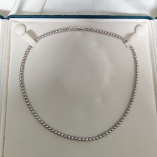 3-4mm灰色辐照天然淡水小珍珠项链锁骨链叠戴神器媲美真多麻