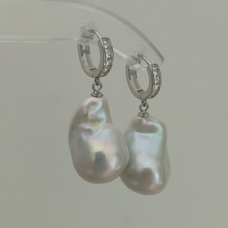 百搭气质925纯银耳圈天然巴洛克珍珠耳饰异形必入款经典耳环耳坠