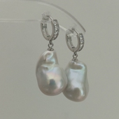 百搭气质925纯银天然巴洛克真珍珠耳环耳饰经典 耳坠