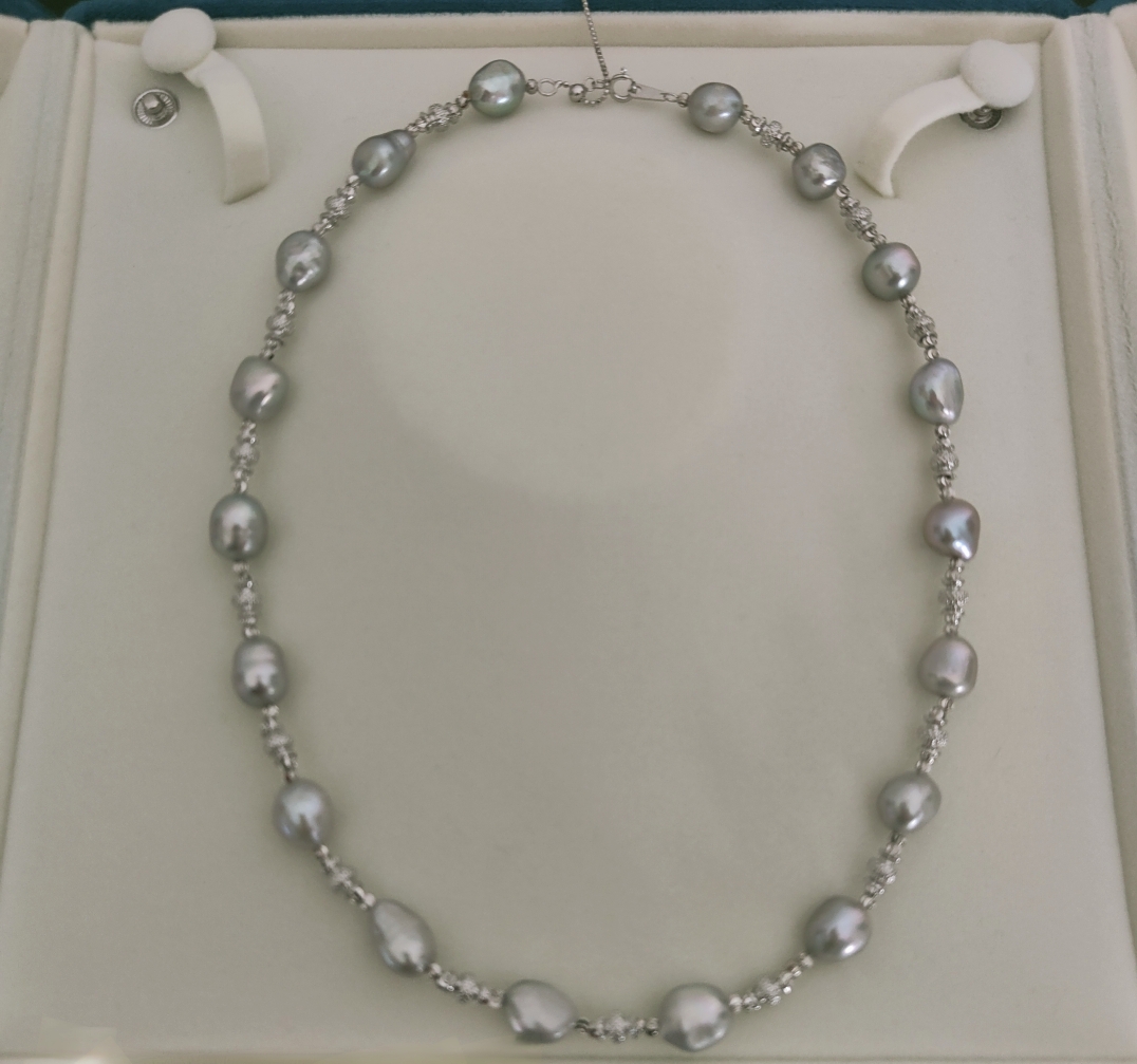 巴洛克异形珍珠项链女锁骨链韩版气质简约辐照灰色颈链新款