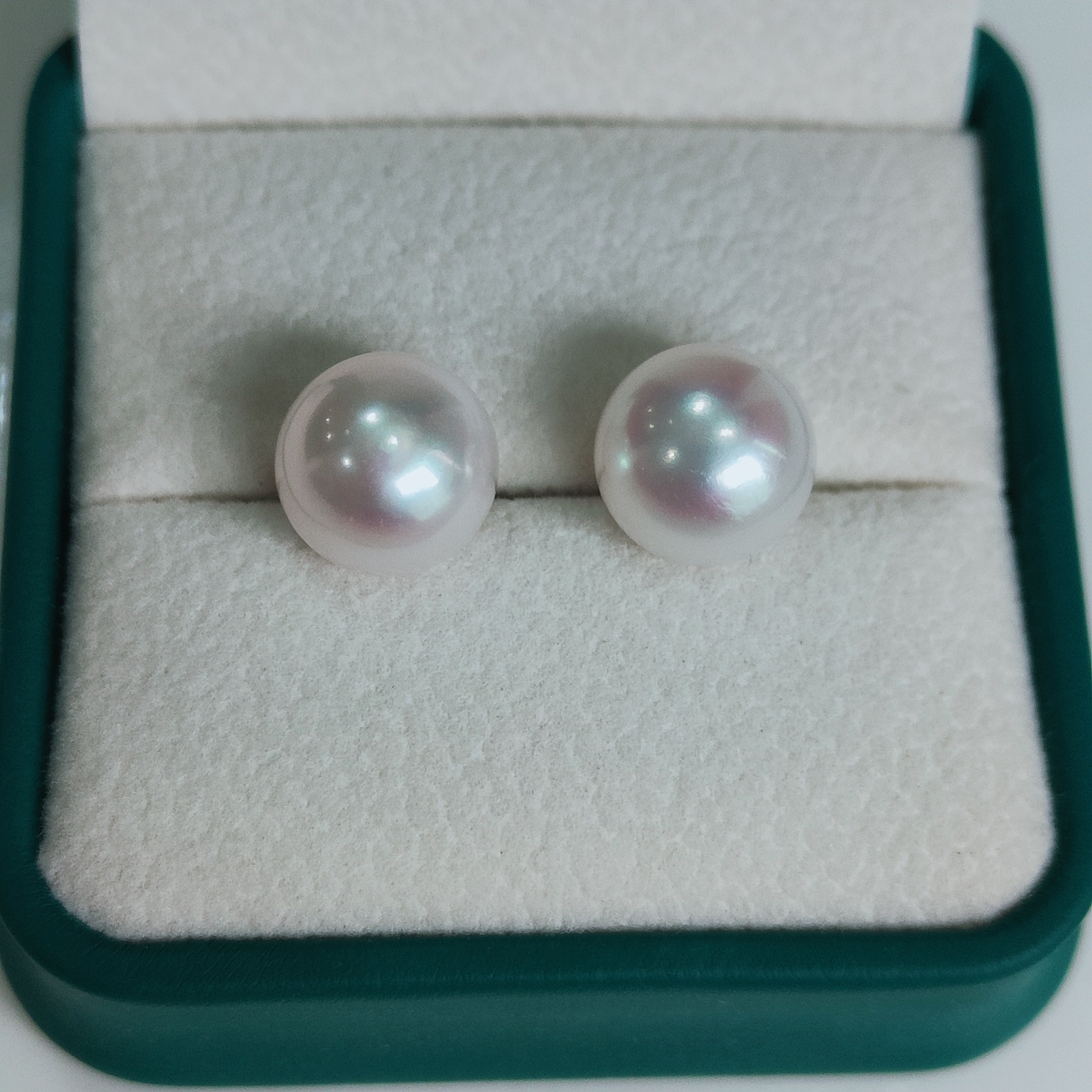 10-11mm极光高品质6A级馒头圆无核淡水珍珠耳钉素钉百搭耳饰