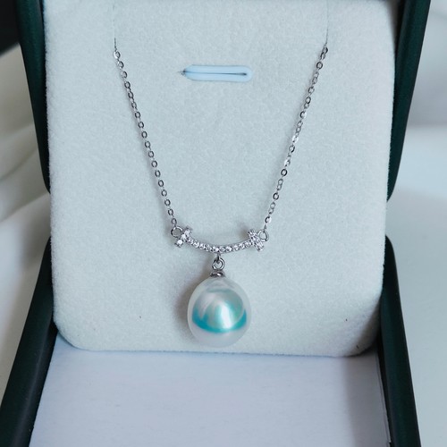 诸暨极光淡水水滴珍珠吊坠微笑项链单颗S925银女百搭经典锁骨链