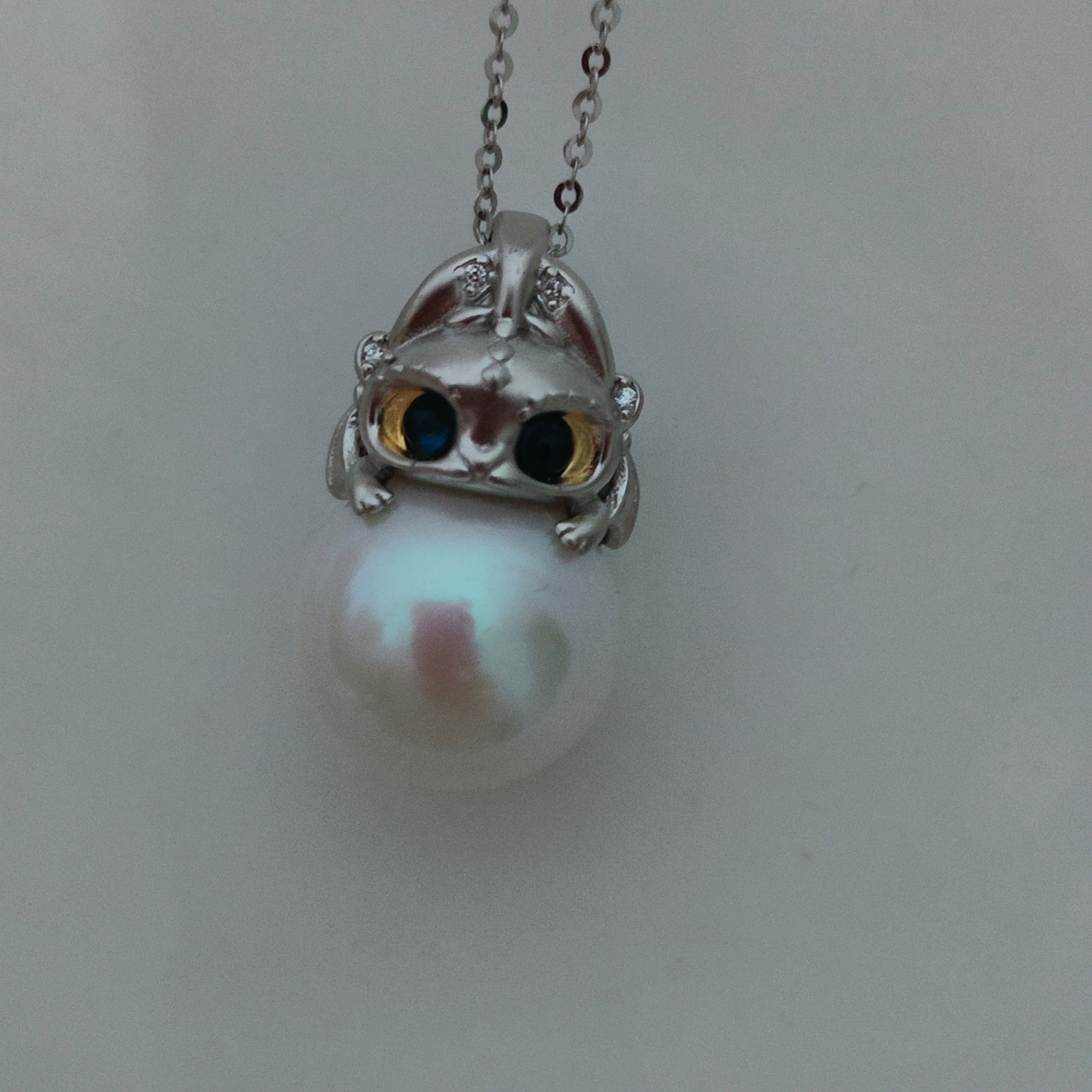 S925纯银精工无牙仔可打开天然珍珠吊坠 珍珠项链卡扣式挂坠