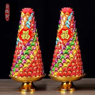 供佛糖塔拜佛手工贡品敬佛贡佛佳品潮汕中秋十五拜天七彩莲花糖塔