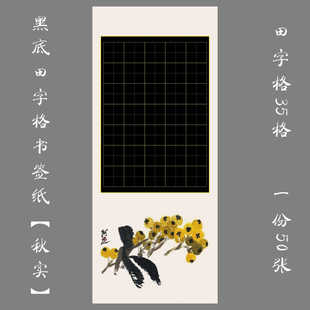 悠悠黑底田字格硬笔书法练习创作用纸 古典书法纸 书签纸-秋实