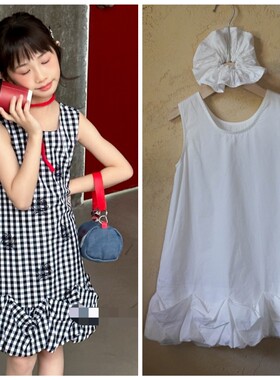宝儿家2026夏1518新款无袖花边送发圈连衣裙中大女童亲子