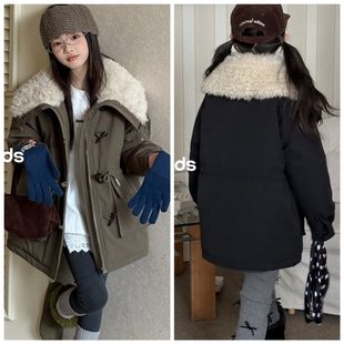 吾束2025冬新款55380加棉派克服外套中大童男女童中性可亲子