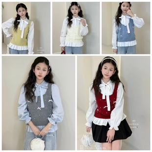 幻趣天使2026春新款65575衬衫马甲两件套装65579百褶裙大女童亲子