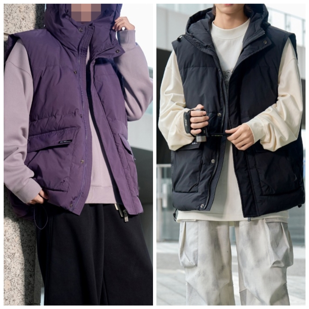 青少年品牌2025冬季新款2391夹棉连帽马甲中大男女童中性亲子超大