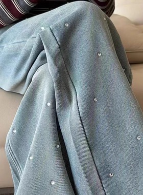 天依角2025冬25501新款25502一体加绒烫钻直筒牛仔裤中大女童亲子