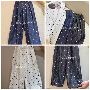 天依角2026春夏18319新款 中大女童亲子 薄天丝麻料波点两用气球裤
