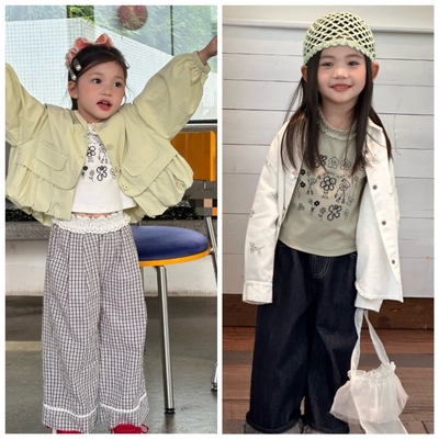 爱家2026春夏2594新花朵外套3506T恤3503翻边牛仔阔腿裤中小女童