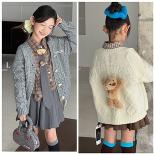 CNKL金童帝代2026春新5351学院风两件套装1122熊毛衣外套女童亲子