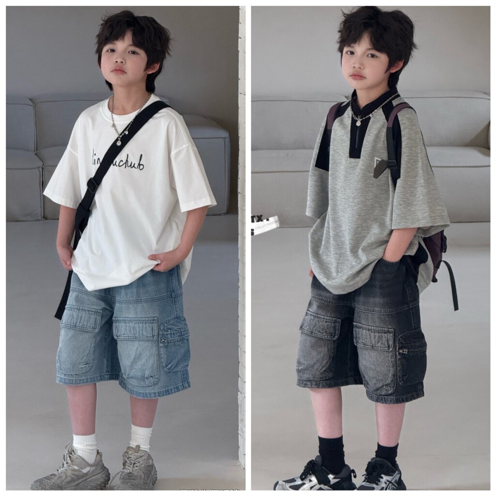 小智同学2026夏9117新款9130牛仔工装短裤中大男女童可亲子