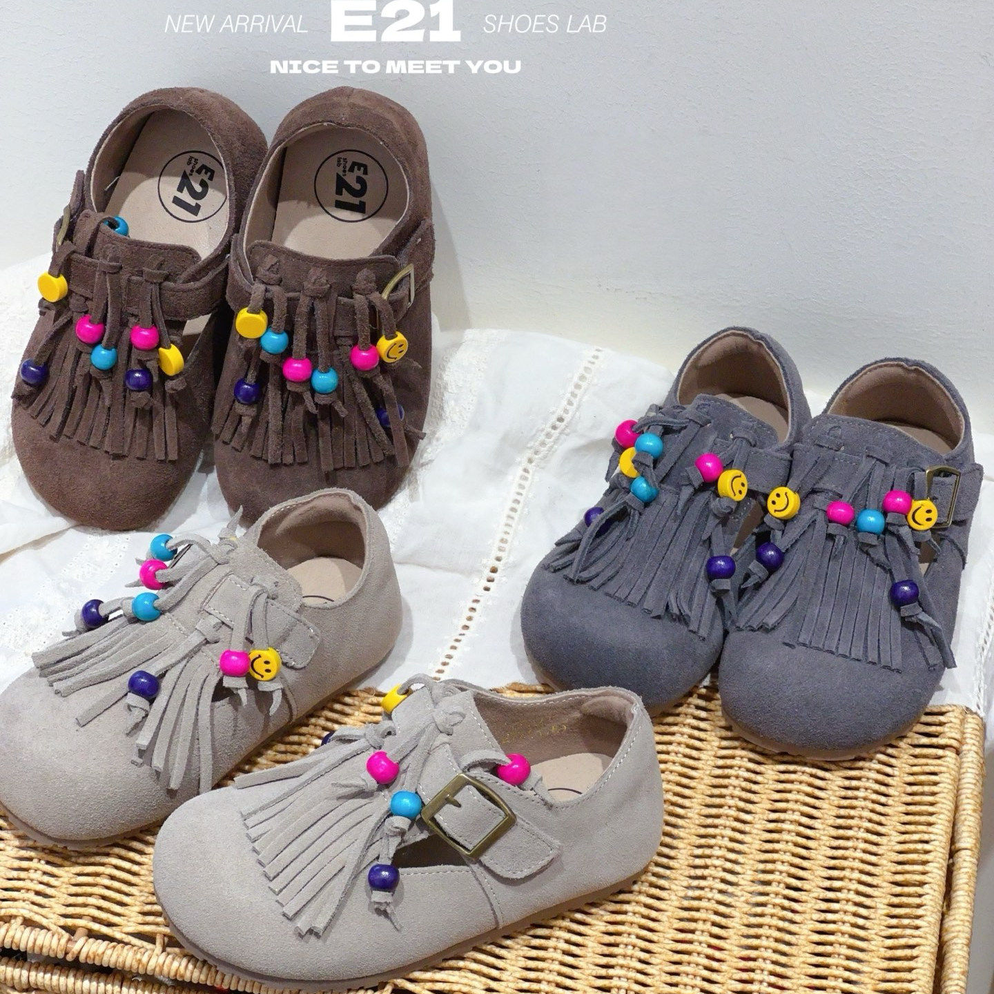 2025秋新款2368绒面流苏平底勃肯单鞋中大童女童可亲子