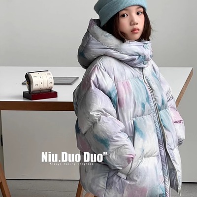 牛哆哆2025冬新款65345炫彩连帽羽绒服中大童男女童中性可亲子