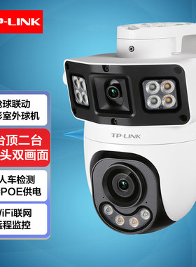 TPLINK双500万高清摄像头POE球机360度全景双镜头双画面IPC6109XD