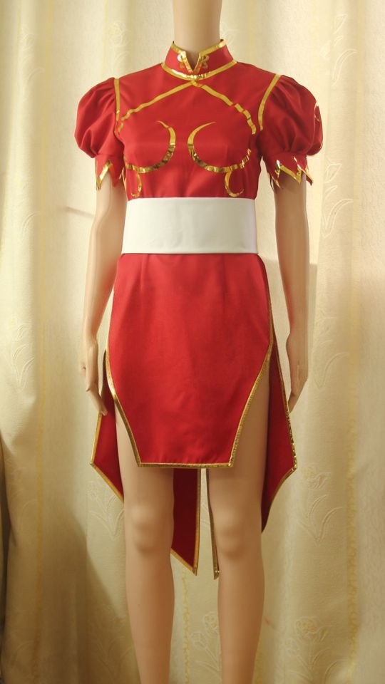 特价cosplay女装街头霸王春丽日本cos动漫旗袍可爱风红色来图定制