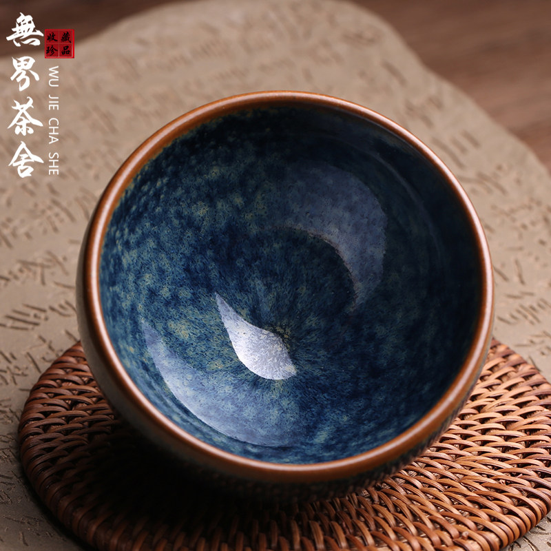 非遗大师李振贵传世回蓝建盏主人杯茶杯茶盏纯全手工天目曜变茶器