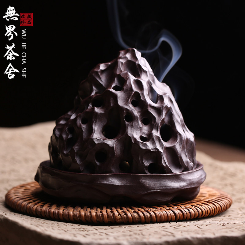 宜兴紫砂太湖石香炉全手工